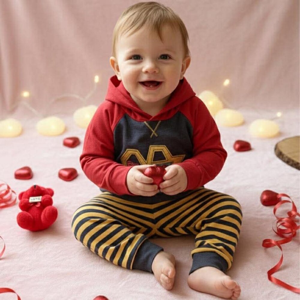 Boy's Love Machine Outfit – Valentine’s Hooded Shirt & Pants Set